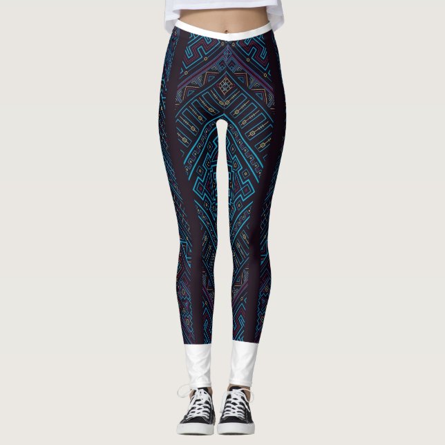 Blaue geometrische Musterleggings  Leggings (Vorderseite)