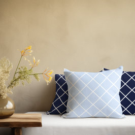 Blaue geometrische Quadrate Kissen