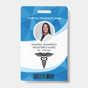 Blaue geometrische registrierte Krankenschwester-F Ausweis