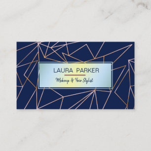 Blaue geometrische Rose Gold Berufliche Konstrukti Visitenkarte