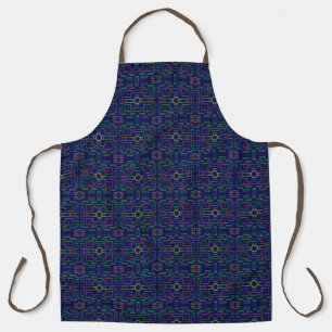 Blaue geometrische Shuffle All-Over Print Schürze