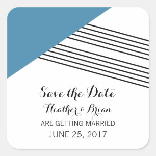 Blaue geometrische Streifen Save the Date Stickers