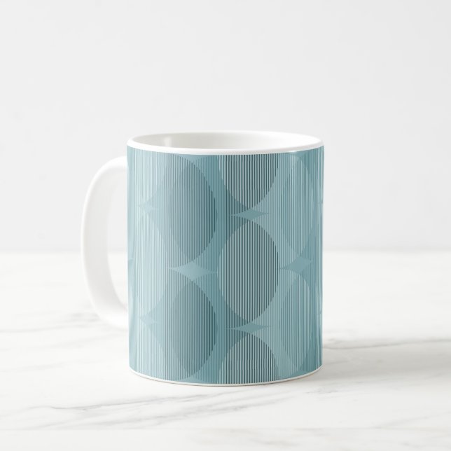 Blaue geometrische Wellen Kaffeetasse (Vorderseite Links)