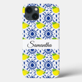 Blaue geometrische Zitronenfliese Case-Mate iPhone Hülle