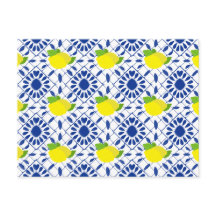 Blaue geometrische Zitronenfliese