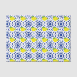 Blaue geometrische Zitronenfliese Seidenpapier
