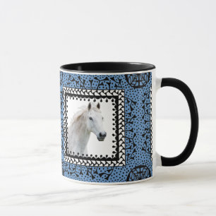 Blaue gerahmte PferdeTasse Tasse