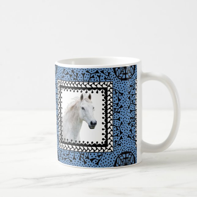 Blaue gerahmte PferdeTasse Tasse (Rechts)