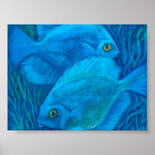 Blaue Gerichte, tropische Fische unter Wasser Tier Poster