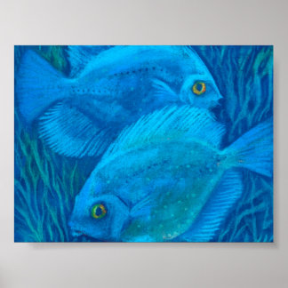 Blaue Gerichte, tropische Fische unter Wasser Tier Poster