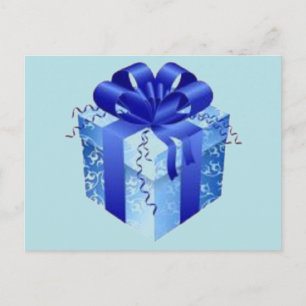 Blaue Geschenkboxen mit blauem Band Feiertagspostkarte