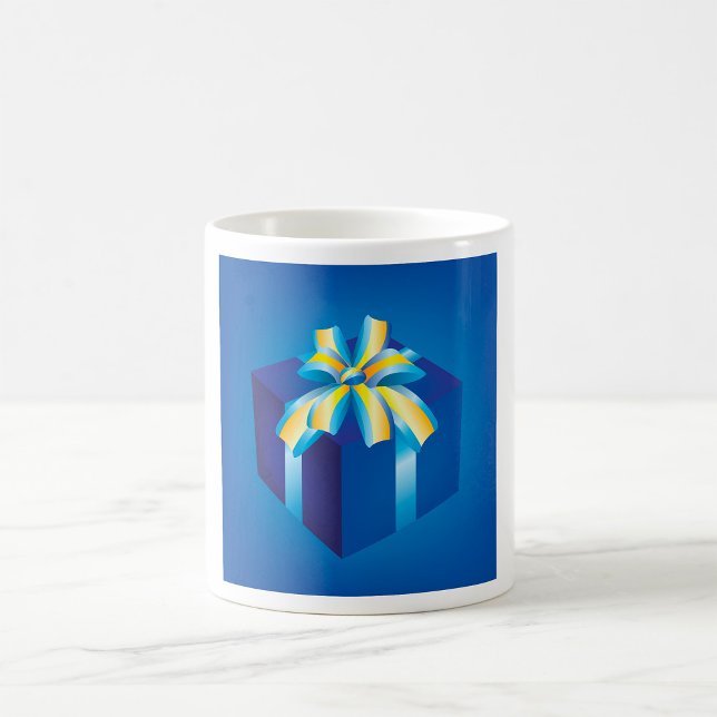Blaue Geschenkboxen mit Gelb und Aqua Ribbon Kaffeetasse (Von Creator hochgeladen)