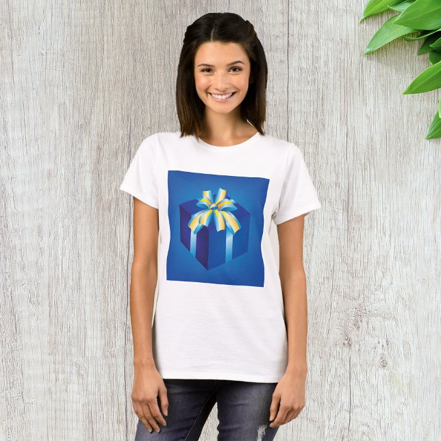 Blaue Geschenkboxen mit Gelb und Aqua Ribbon T-Shirt (Von Creator hochgeladen)