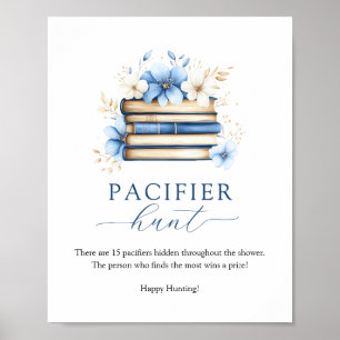 Blaue Geschichte-Baby-Shower-Schnuller-Jagd-Spiel- Poster