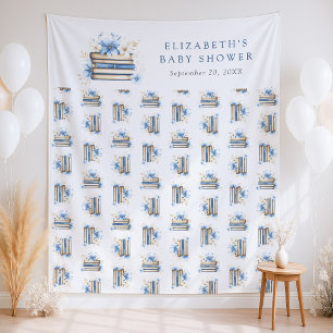 Blaue Geschichtsbuch-Baby-Shower-Kulisse Wandteppich