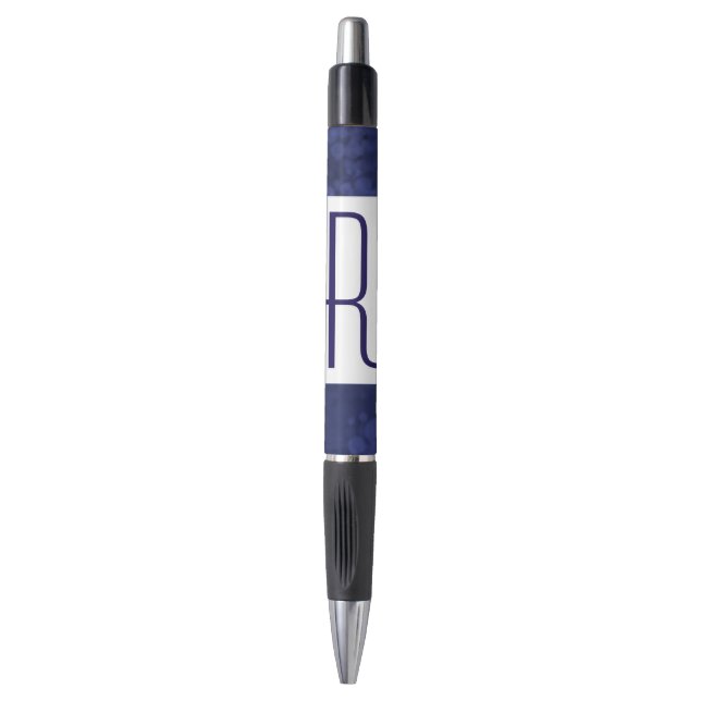 Blaue gespeckte Monogramm Kugelschreiber (Vorderseite Vertikal)