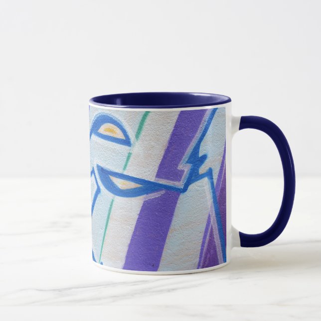 Blaue gestreifte abstrakte Graffitis Tasse (Rechts)