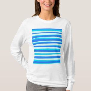 Blaue gestreifte abstrakte Kunst T-Shirt