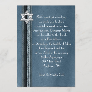 Blaue gestreifte Bar Mitzvah Einladung