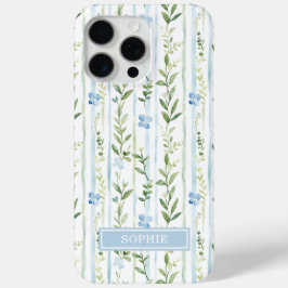 Blaue gestreifte Blumen personalisiert Case-Mate iPhone Hülle