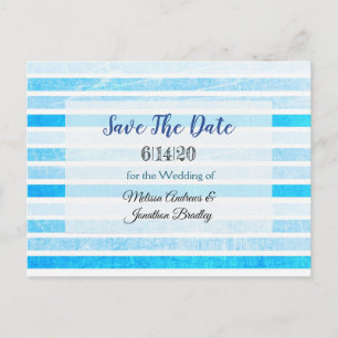 Blaue gestreifte Crackle Save-the-Date-Postkarte Ankündigungspostkarte