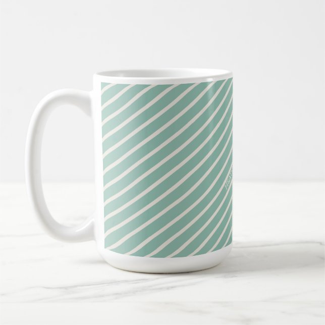 Blaue Gestreifte Enteneier-Wasserfarben-Daisy Kaffeetasse (Links)