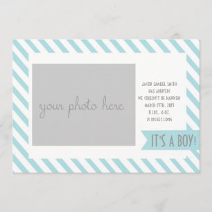 Blaue gestreifte Geburts-Mitteilung Ankündigung