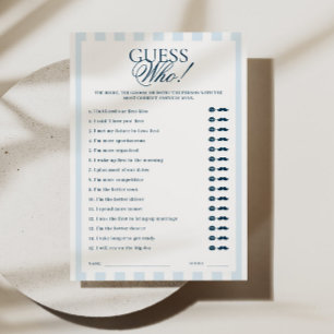 Blaue gestreifte Guess-Who-Karte Einladung