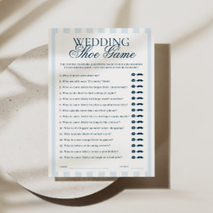 Blaue gestreifte Hochzeitsschuh-Spielkarte Einladung