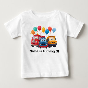 Blaue gestreifte LKW-Geburtstags-Thema Baby T-shirt