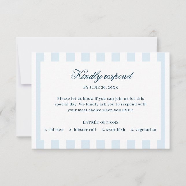 Blaue gestreifte RSVP-Karte RSVP Karte (Vorderseite)