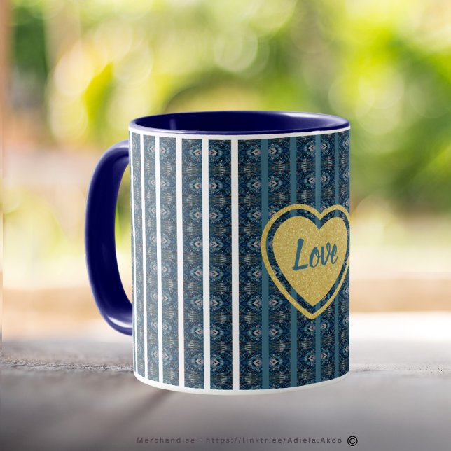 Blaue gestreifte Tasse von Poet Adiela Akoo (Blue Stripe Love Mug designed by Poet Adiela Akoo. Browse my store 4 more cool finds & gr8t buys now)