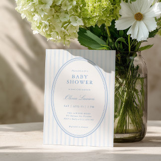 Blaue gestreifte vornehme Babyparty-Einladung Einladung