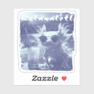Blaue gestresste Relaxalotl Axolotl Aufkleber