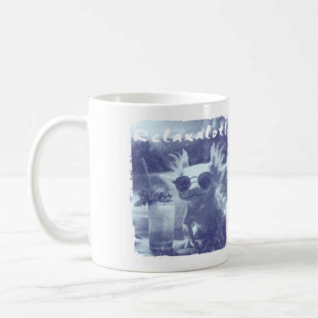 Blaue gestresste Relaxalotl Axolotl Kaffeetasse (Links)