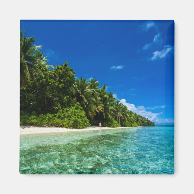 Blaue Gewässer eines tropischen Strandes Magnet (Vorne)