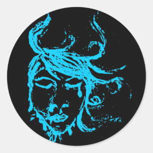 blaue Gewässer Runder Aufkleber