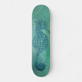 Blaue Gewässer, Seepferd und Blüh Skateboard