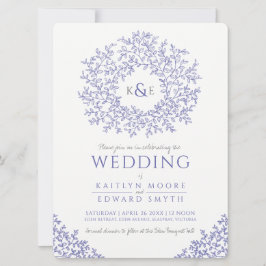 Blaue gezeichnet Mono-Kunsthochzeit Einladung