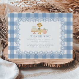Blaue Gingham-Alberne-Gans-Geburtstag Dankeskarte