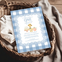 Blaue Gingham-Alberne-Gans-Geburtstag Einladung