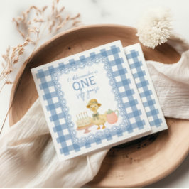Blaue Gingham-Alberne-Gans-Geburtstagsfeier Serviette