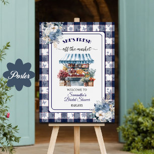 Blaue Gingham-Auktion Brautparty Poster