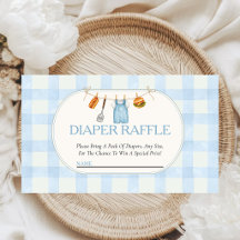 Blaue Gingham Baby-Q-Baby-Shower-Windel-Raffle