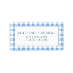 Blaue Gingham Baby-Q Grill BBQ Adresse Adressaufkleber