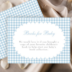 Blaue Gingham-Baby-Shower-Bücher für Baby-Karte Begleitkarte