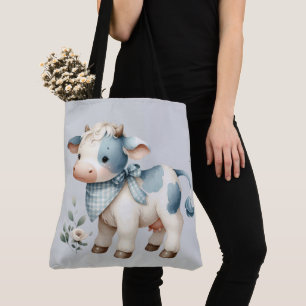 Blaue Gingham-Babykuh Pastell-Farm-Aesthetic