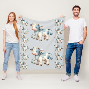 Blaue Gingham-Babykuh Pastell-Farm-Ästhetik Fleecedecke