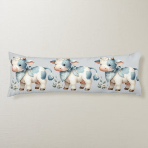 Blaue Gingham-Babykuh Pastell-Farm-Ästhetik Seitenschläferkissen