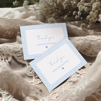 Blaue Gingham Boho Jungen-Babyparty Dankeskarte